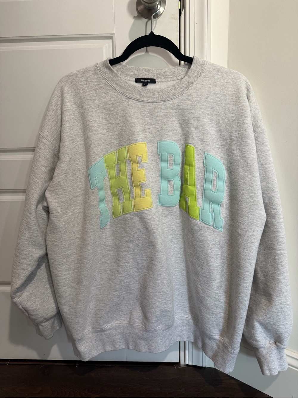 The Bar Varsity Sweatshirt - Light Heather Grey/Citrus Fade - L